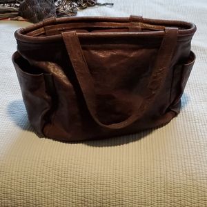Pure DKNY brown leather bucket bag